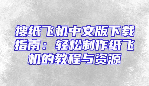 搜纸飞机中文版下载指南：轻松制作纸飞机的教程与资源