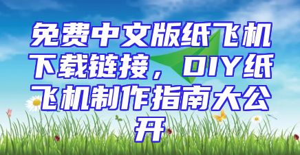 免费中文版纸飞机下载链接，DIY纸飞机制作指南大公开
