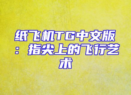 纸飞机TG中文版：指尖上的飞行艺术