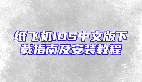 纸飞机iOS中文版下载指南及安装教程