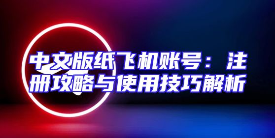 中文版纸飞机账号：注册攻略与使用技巧解析