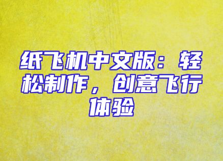纸飞机中文版：轻松制作，创意飞行体验