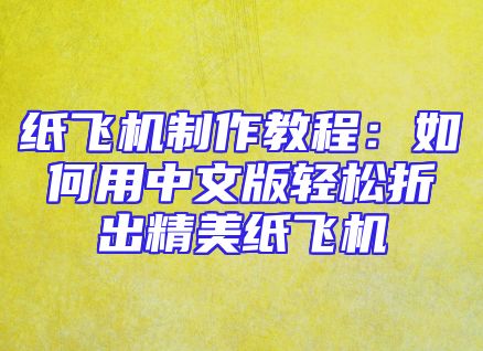 纸飞机制作教程：如何用中文版轻松折出精美纸飞机