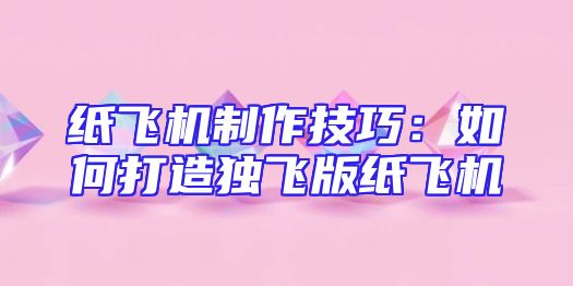 纸飞机制作技巧：如何打造独飞版纸飞机