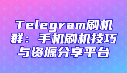 Telegram刷机群：手机刷机技巧与资源分享平台