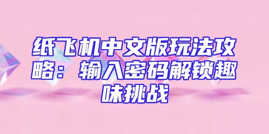 纸飞机中文版玩法攻略：输入密码解锁趣味挑战